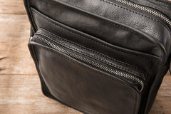 Cool Black Small Leather Mens Shoulder Bags Messengers Bag for Men - iwalletsmen