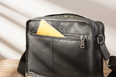 Black Cool Leather Mens Shoulder Bags Messenger Bags for Men - iwalletsmen