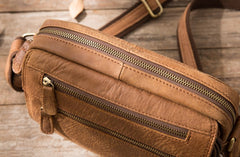 Small Cool Leather Mens Messenger Bags Shoulder Bag  for Men - iwalletsmen