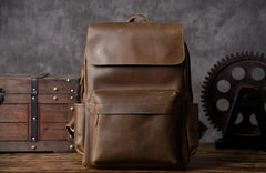 Genuine Leather Mens Cool Backpack Sling Bag Large Travel Bag Hiking Bag for men