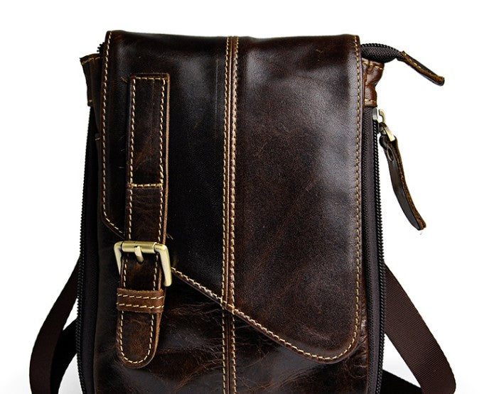 Mens Leather Small Side Bag COURIER BAGs Waist Pouch Holster Belt Case Belt Pouch for Men - iwalletsmen