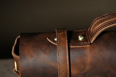 Handmade Leather Mens Cool Messenger Bag Briefcase Work Bag Business Bag Laptop Bag for men