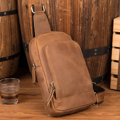Leather Mens Cool Sling Bag Crossbody Bag Chest Bag for men