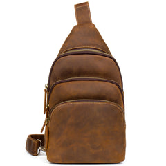 Leather Mens Cool Sling Bag Crossbody Bag Chest Bag for men