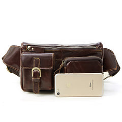 Vintage Leather Fanny Pack Mens Waist Bag Hip Pack Belt Bag for Men - iwalletsmen