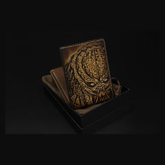 Handmade Leather Tooled Predator Mens billfold Wallet Cool Leather Wallet Slim Wallet for Men