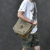 Washed Canvas Mens Large Brown Side Bag 14‘’ Army Green Messenger Bag Shoulder Bag For Men - iwalletsmen