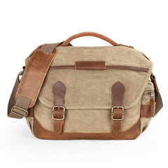 GREEN Waterproof CANVAS 14'' MENSCANON CAMERA SIDE BAG NIKON CAMERA SHOULDER BAG DSLR CAMERA MESSENGER BAG FOR MEN - iwalletsmen