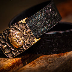 Handmade Genuine Leather Mens Belt Custom Cool Leather Men Black Belt for Men