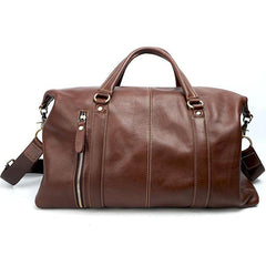 Black Leather Mens Casual Large Travel Bag Shoulder Weekender Bag Duffle Bag For Men - iwalletsmen