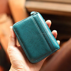 Black Leather Mens Card billfold Wallet Zipper Small Card Wallet Card Holders For Men - iwalletsmen