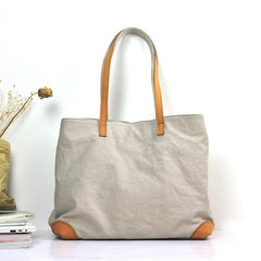Gray Canvas Leather Mens Denim Bag Tote Bag Messenger Bag Camel Travel Bag For Men and Women - iwalletsmen