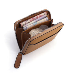 Leather Mens Zipper Front Pocket Wallet Card Wallet Slim Small Change Wallet for Men - iwalletsmen