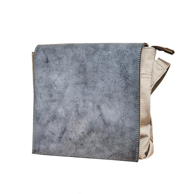 Canvas Leather Mens Small Navy Side Bag Canvas Square Messenger Bags Canvas Travel Courier Bags for Men - iwalletsmen
