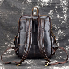 Oil Waxed Leather Mens 13inch Laptop Backpack School Backpack Travel Backpack for Men - iwalletsmen