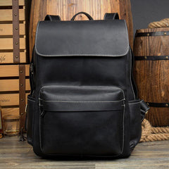 Brown Casual Mens Leather 15inches Computer Backpacks Black Travel Backpack College Backpacks for men - iwalletsmen