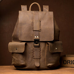 Casual Brown Mens Leather 15-inch Large Backpacks Brown College Backpack School Backpacks for men - iwalletsmen