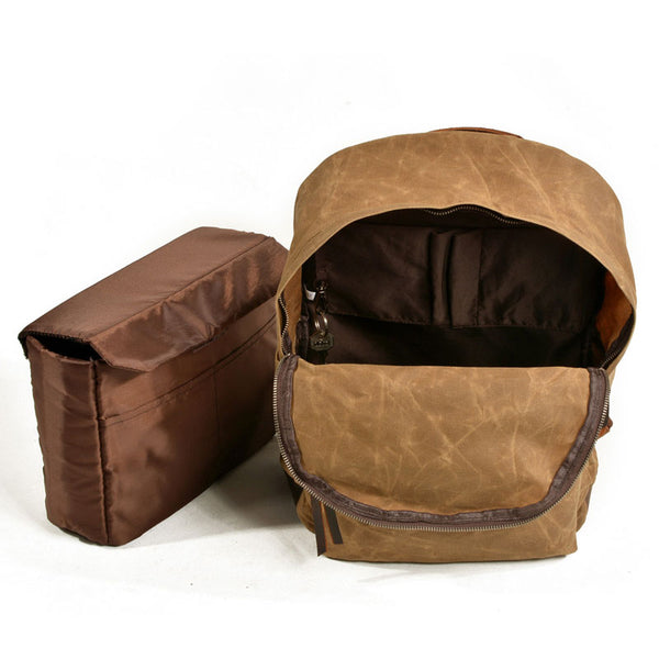 Waxed Canvas Leather Mens Camera Backpack Canvas Travel Backpack Canvas Camera Backpack for Men - iwalletsmen
