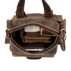 Casual Brown Leather Small Side Bags Waist Bag Belt Pouch Messenger Bag Courier Bag for Men - iwalletsmen