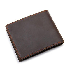 Black Leather Billfold Wallet for Men Black Bifold Wallet Coffee Leather Small Wallet For Men - iwalletsmen
