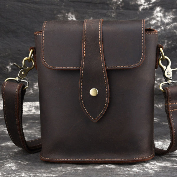Cool Vintage Brown Leather Mens Tablet Messenger Bag Small Side Bag Messenger Bags For Men - iwalletsmen
