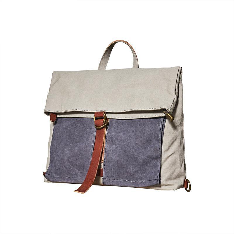 Canvas Leather Convertible Backpack Messenger Bag Satchel Backpack Mens Canvas Messenger Backpack for Men - iwalletsmen