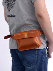 Cool Handmade Brown Leather Men Fanny Pack Hip Bag Bum Pack Waist Bag Chest Bag For Men - iwalletsmen