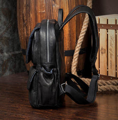Cool Black Mens Leather 14 inches Computer Backpacks Cool Travel Backpacks School Backpack for men - iwalletsmen