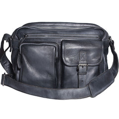 Brown Cool Leather Mens 14 inches Side Bag Gray Courier Bag Messenger Bag for Men - iwalletsmen