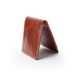 Red Brown Handmade Leather Mens billfold Wallet Bifold Small Wallets Front Pocket Wallet For Men - iwalletsmen