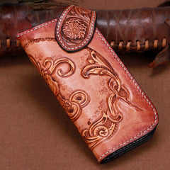 Handmade Leather Kylin Mens Chain Biker Wallet Cool Leather Wallet With Chain Wallets for Men