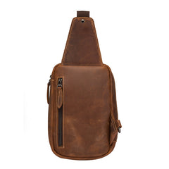 Vintage Leather Men's Chest Bag Sling Bag One Shoulder Backpack For Men - iwalletsmen