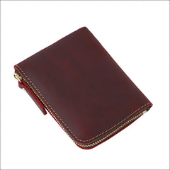 Leather Small Mens Wallet Zipper billfold Front Pocket Wallet Card Wallet Small Wallet for Men - iwalletsmen
