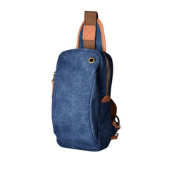 Army Green Canvas Sling Backpack Men's Sling Bag Blue Chest Bag Canvas One shoulder Backpack For Men - iwalletsmen