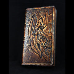 Handmade Leather Tooled Transformers Megatron Mens Long Wallet Cool Leather Wallet Clutch Wallet for Men