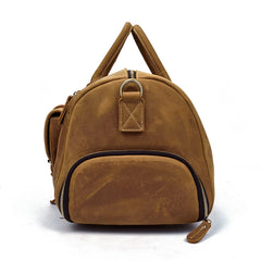 Large Leather Men Barrel Overnight Bags Travel Bags Weekender Bags For Men - iwalletsmen