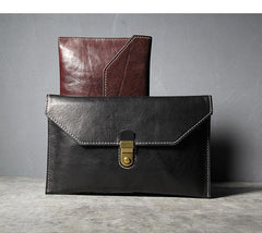 Cool Leather Black Mens Clutch envelope wallet Brown Clutch Wallet Wristlet Wallet for Men - iwalletsmen