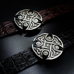 Handmade Genuine Leather Punk Rock Ancient Totem Mens Cool Men Biker Trucker Leather Belt