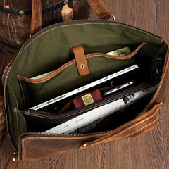 Brown Leather Mens 13 inches Briefcase Laptop Side Bag Business Bags Work Bags for Men - iwalletsmen