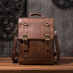 Cool Mens Leather Backpack School Backpack Leather Laptop Backpack for Men - iwalletsmen