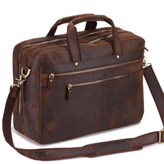 Dark Brown Large Leather Men's Professional Briefcase 17‘’ Laptop Handbag Briefcase Business Briefcase For Men - iwalletsmen