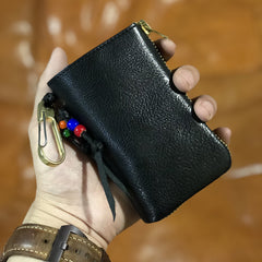 Handmade Cool Leather Mens Black Key Wallet Car Key Holder Brown Card Holder for Men - iwalletsmen