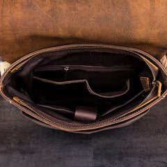 Casual Coffee Leather Mens 14 inches Laptop Travel Backpacks School Computer Backpack for Men - iwalletsmen