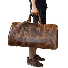 Cool Vintage Brown Leather Mens Overnight Bags Travel Bags Weekender Bags For Men - iwalletsmen