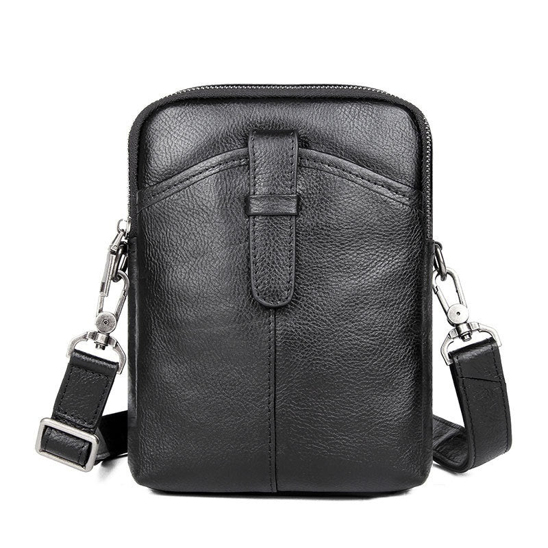 BADASS Black LEATHER MEN S Small Side bag Vertical Phone Bag MESSENGER iwalletsmen