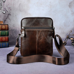 Cool Coffee Small Leather Mens Side Bag Messenger Bag Shoulder Bag for Men - iwalletsmen