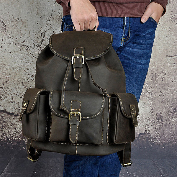 Cool Leather Mens Backpack Vintage Travel Backpack School Backpack for men - iwalletsmen