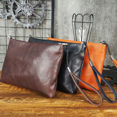 Cool Leather Mens Soft Leather Zipper Clutch Bag Wristlet Purse for Men - iwalletsmen