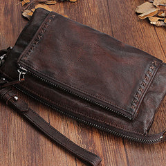 Handmade Mens Cool Long Leather Chain Wallet Cards Biker Trucker Wristlet Wallet - iwalletsmen