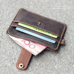 Vintage Brown Slim Leather Mens Card Wallets Small Card Holder Front Pocket Wallet For Men - iwalletsmen